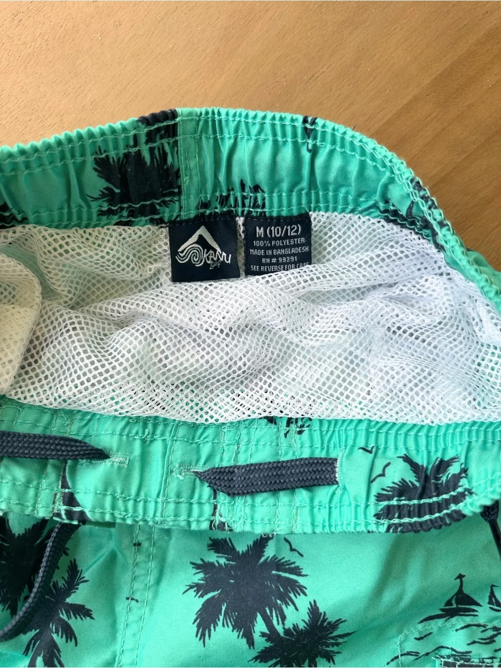 Kanu Surf Boys Aqua Palm Tree Sailboat Cargo Swim Trunks, Size 10/12